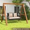 Costway Patio Wicker Porch Swing 2-Person Hanging Loveseat Bench Chair with Cushions Beige/Black